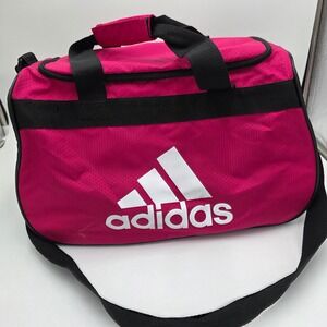 Adidas Pink Honeycomb Duffel Bag Small Gym Travel Sport Shoulder Bag Hot Pink